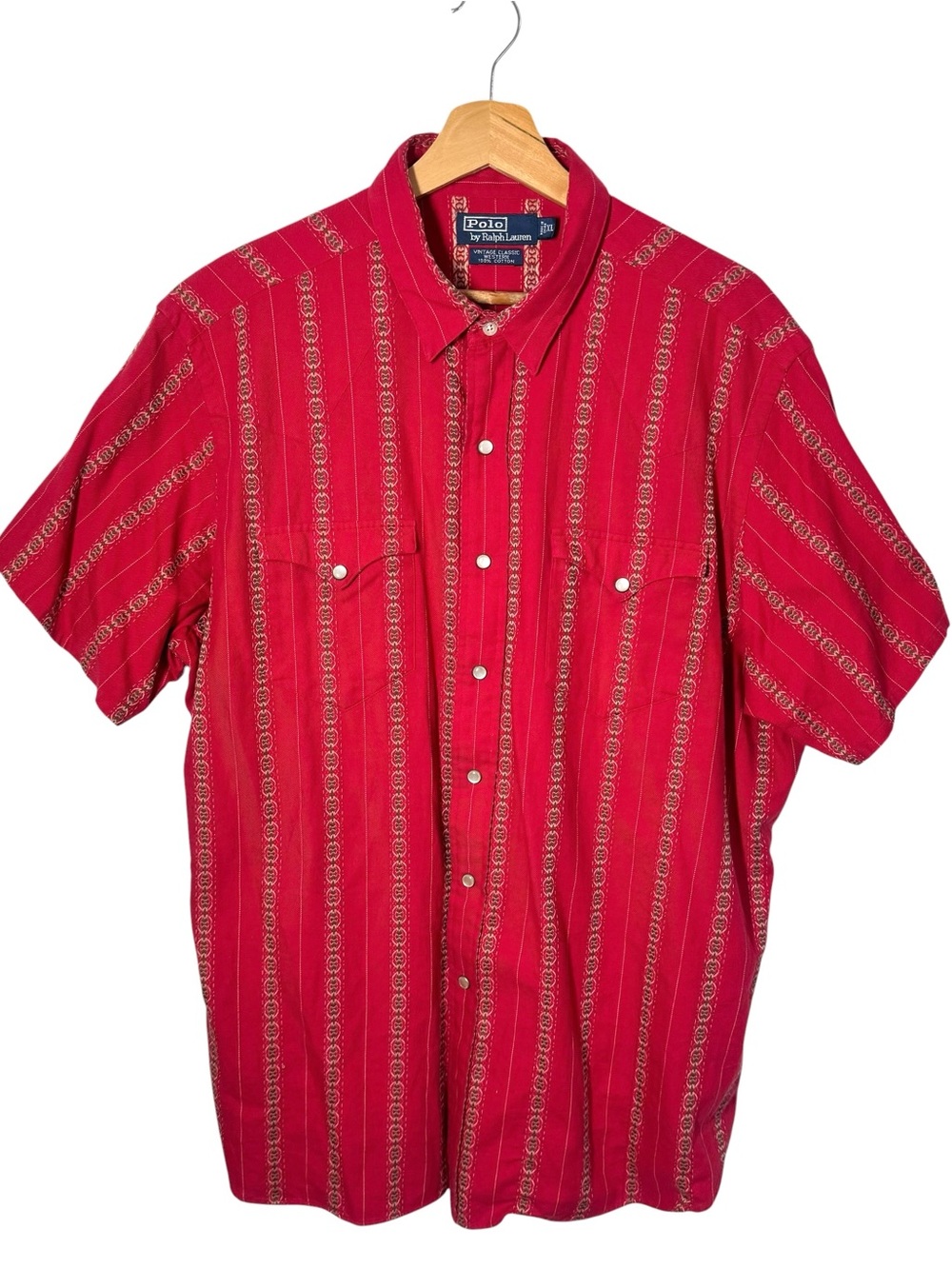 Vintage Polo Ralph Lauren Classic Rodeo Western Shirt Mens XL Red Pearl Snap